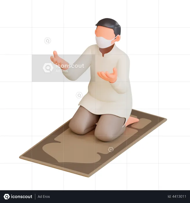 Islamic Man Praying  3D Illustration