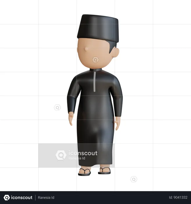 Islamic Man Walking  3D Illustration