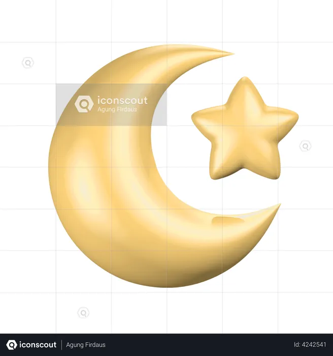 Islamic Moon Star  3D Illustration