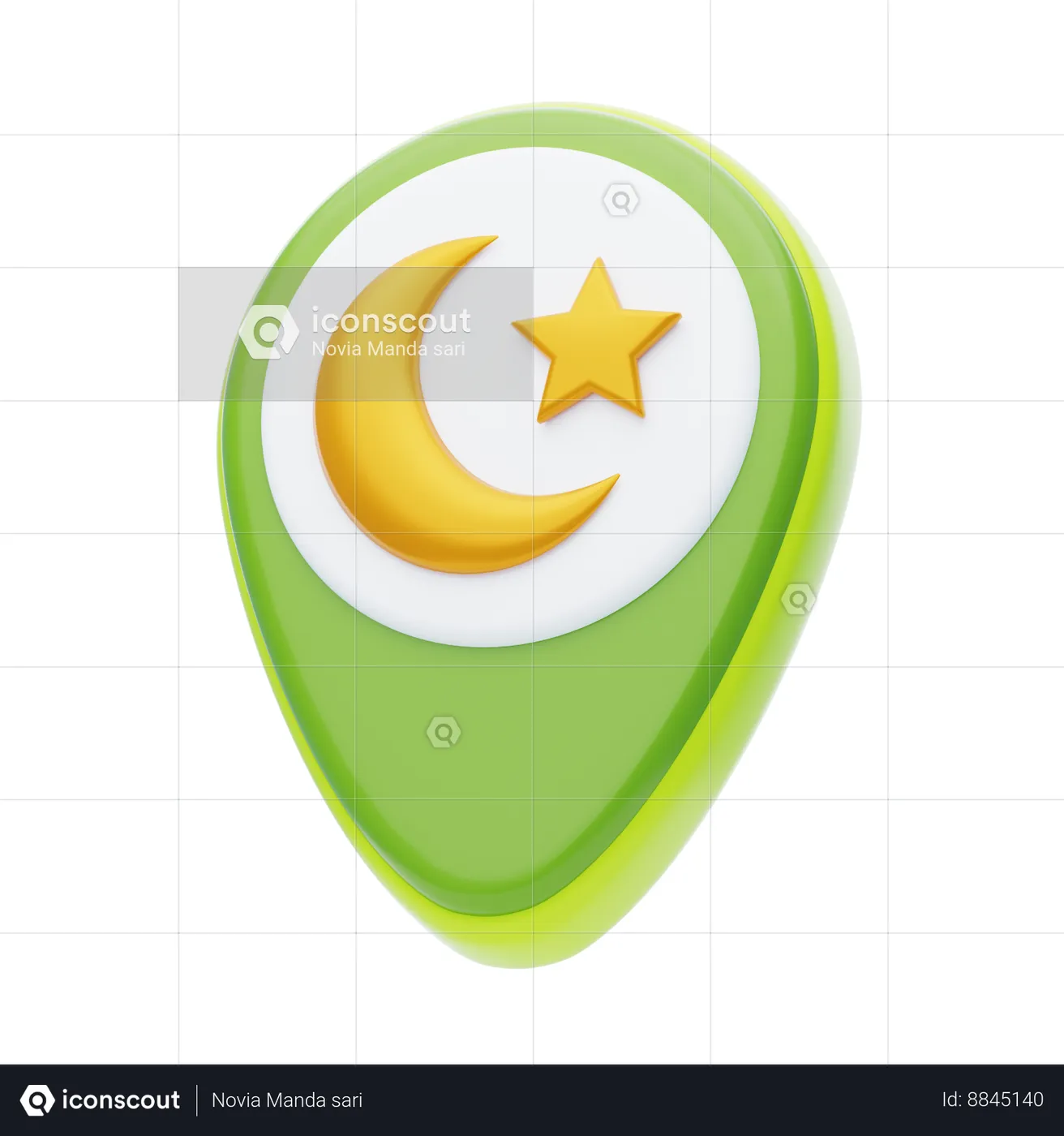 Islamic Pin 3D Icon download in PNG, OBJ or Blend format