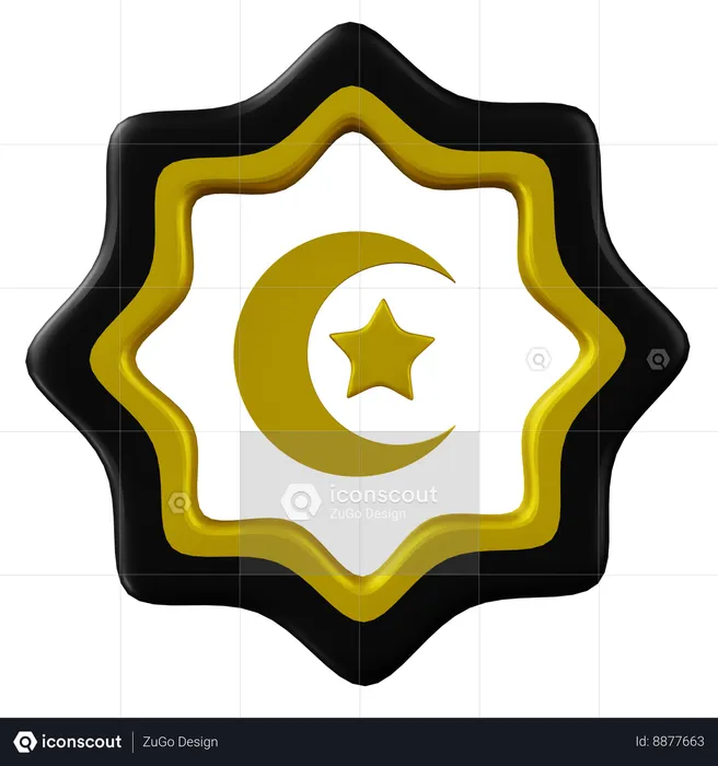 Islamic Shape With Moon And Stars  3D Icon