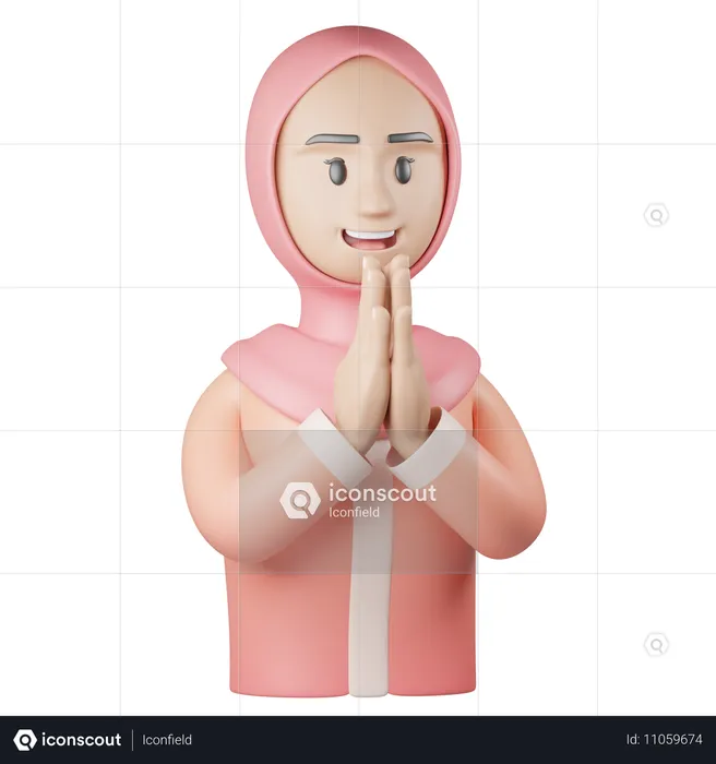 Islamic Woman Forgiving  3D Icon