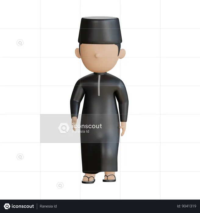 Islamischer Junge zu Fuß  3D Illustration