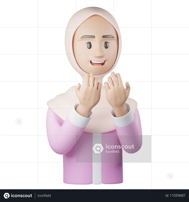 Islamisches Mädchen beten  3D Icon