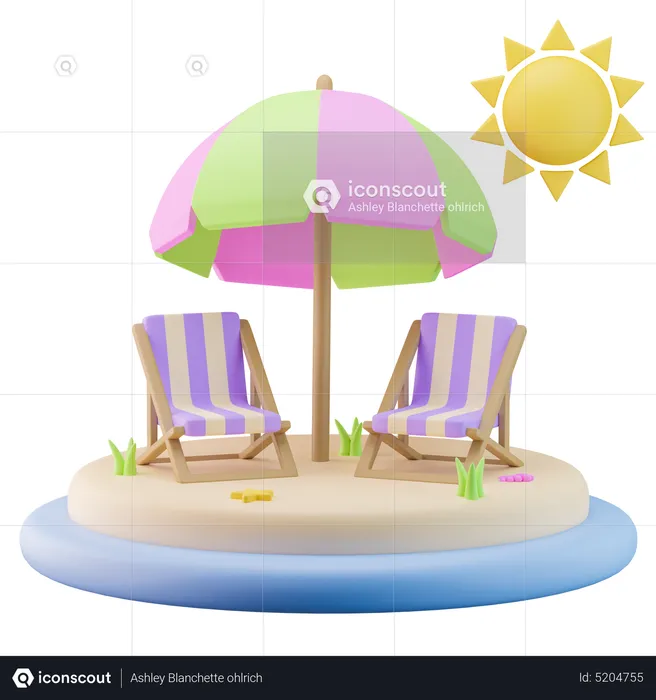 Island Beach Chairs  3D Icon