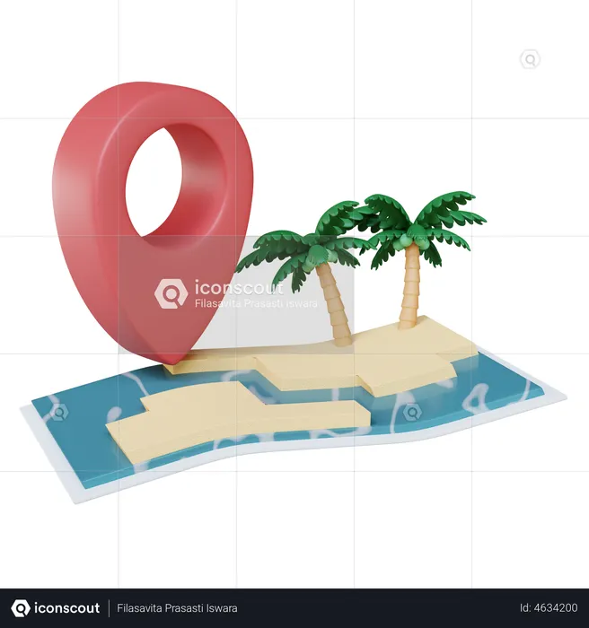Island Location  3D Illustration