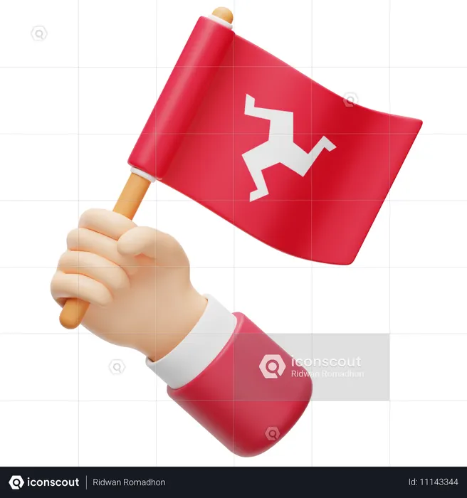 Isle of man flag in hand Flag 3D Icon