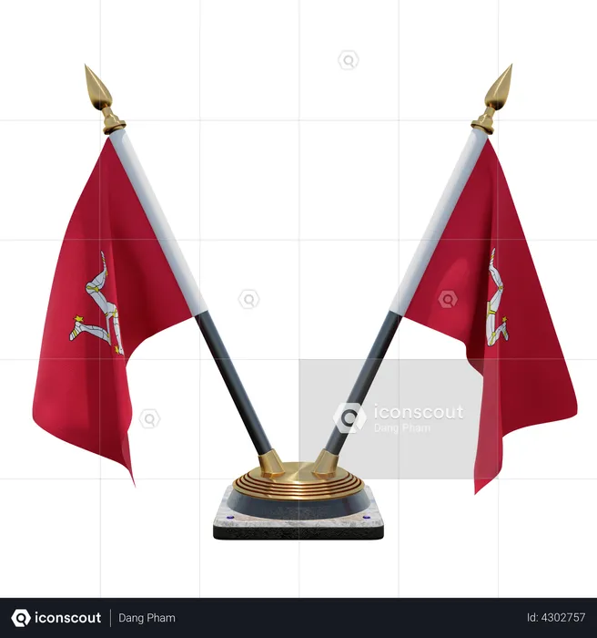 Isle of Mann Double Desk Flag Stand Flag 3D Flag