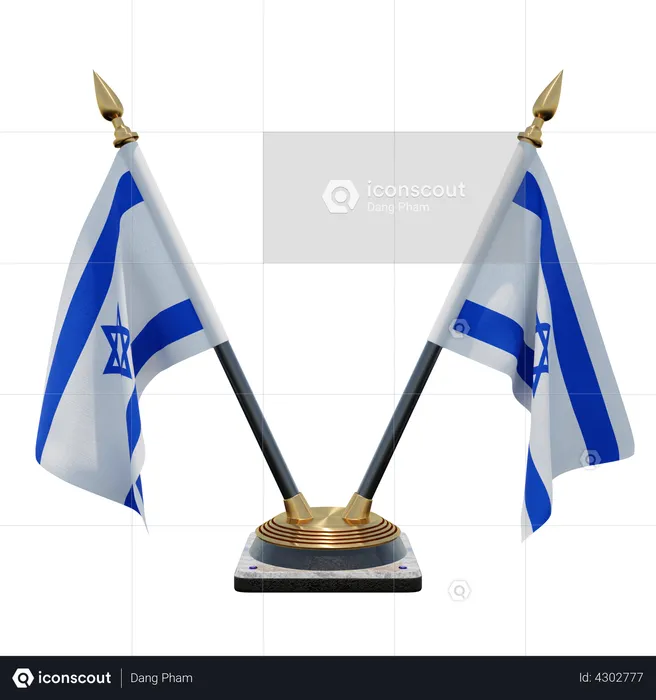 Support de drapeau de bureau double Israël Flag 3D Flag