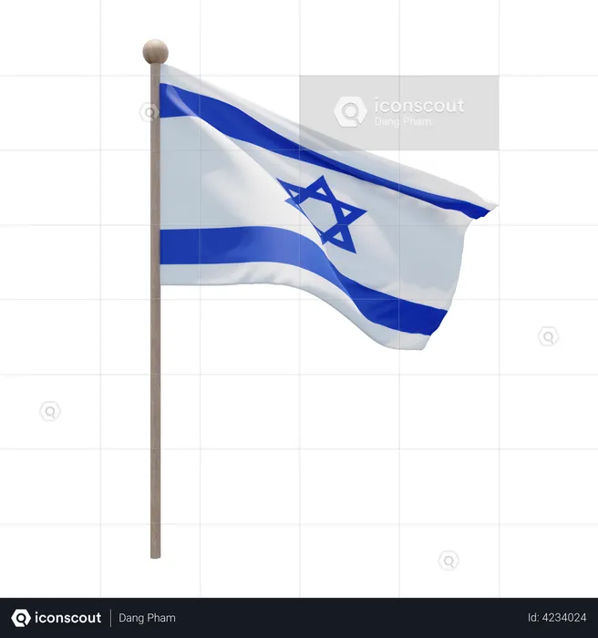 Israelischer Fahnenmast  3D Flag