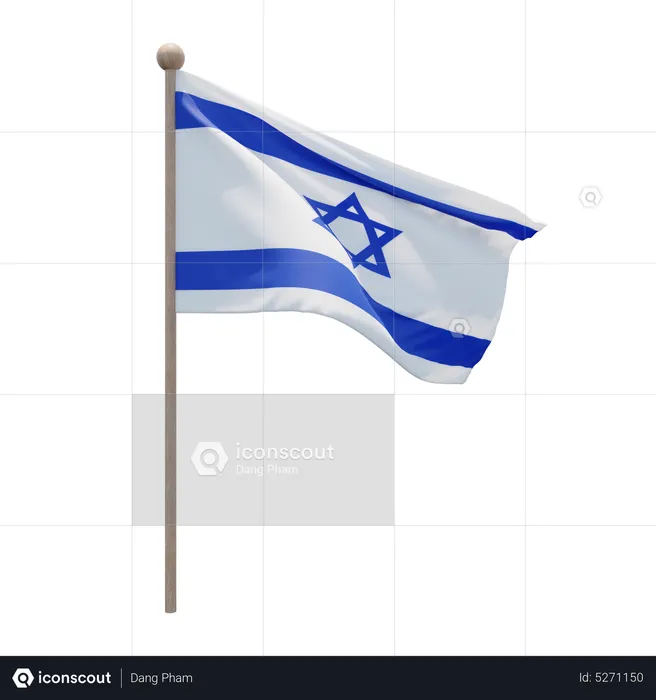 Israel Flagpole Flag 3D Icon
