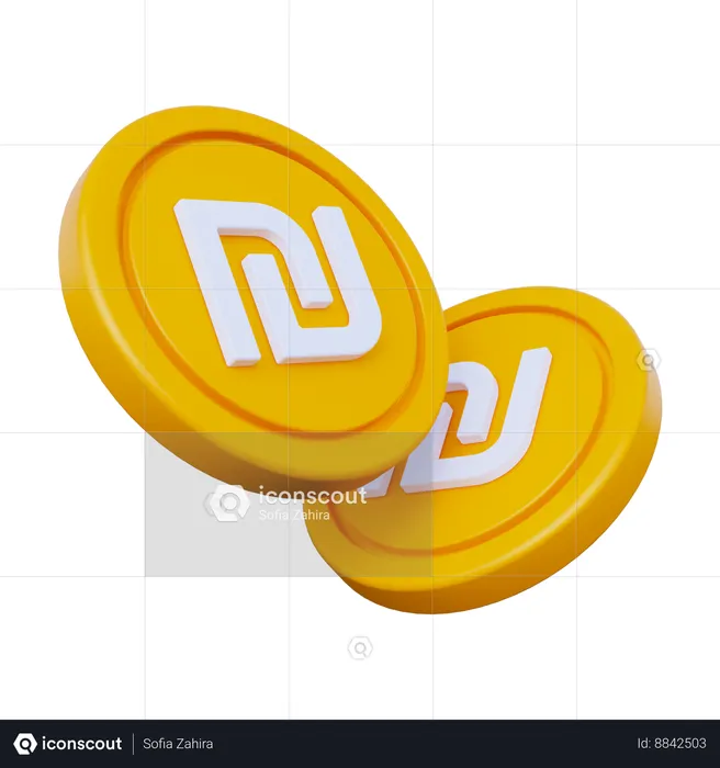 Israeli Shekel Coins  3D Icon