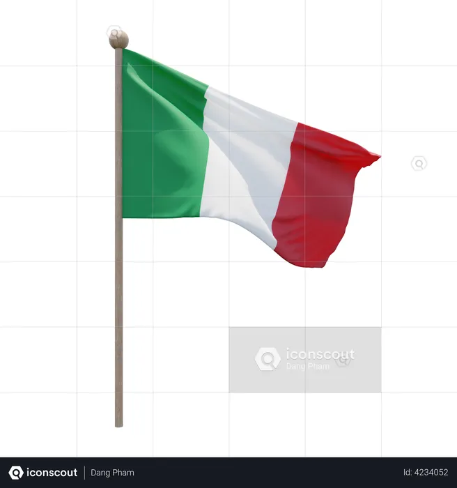 Italy Flag Pole  3D Flag