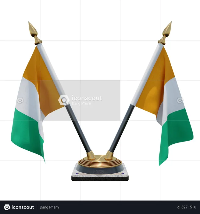 Ivory Coast Double (V) Desk Flag Stand Flag 3D Icon