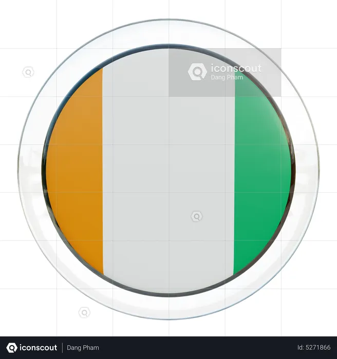 Ivorian Flag Button - Flag Of Cote D'Ivoire Badge 3D Illustration