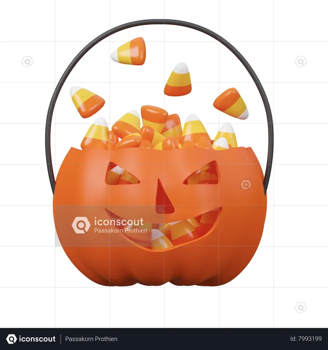 Jack O Lantern Basket  3D Icon