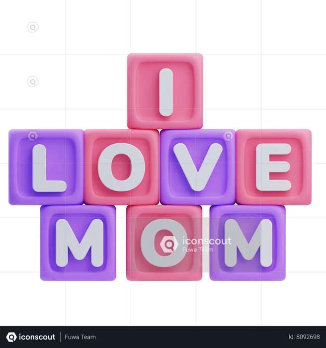 J'aime maman cube  3D Icon