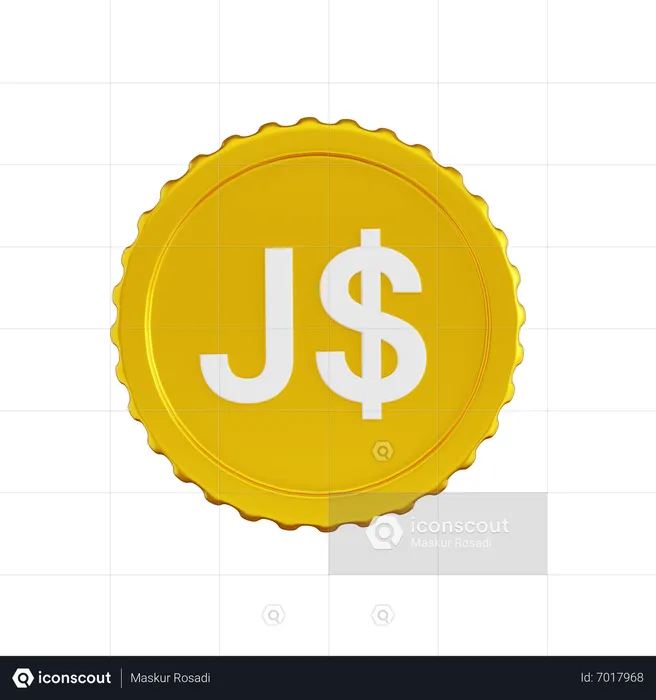 Jamaica Dollar Coin  3D Icon