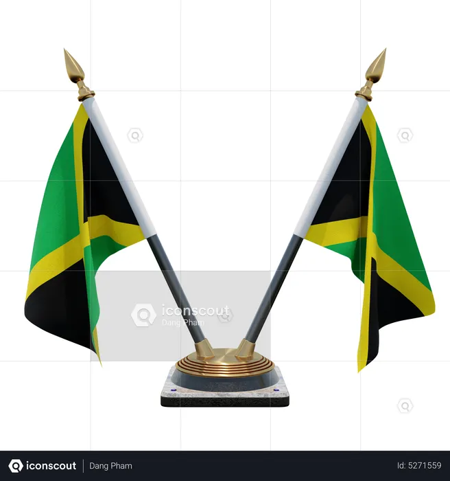 Jamaica Double (V) Desk Flag Stand Flag 3D Icon