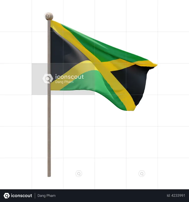 Jamaica Flag Pole  3D Illustration