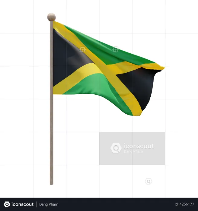 Jamaica Flagpole Flag 3D Illustration