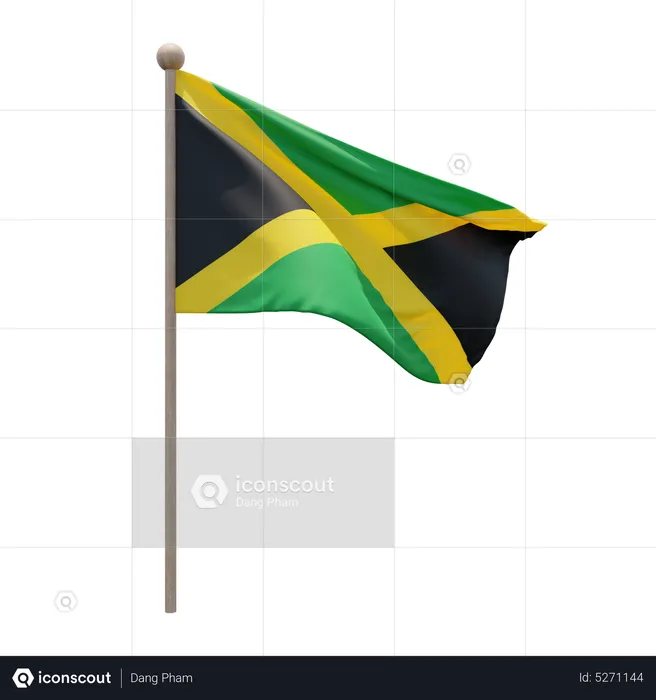 Jamaica Flagpole Flag 3D Icon
