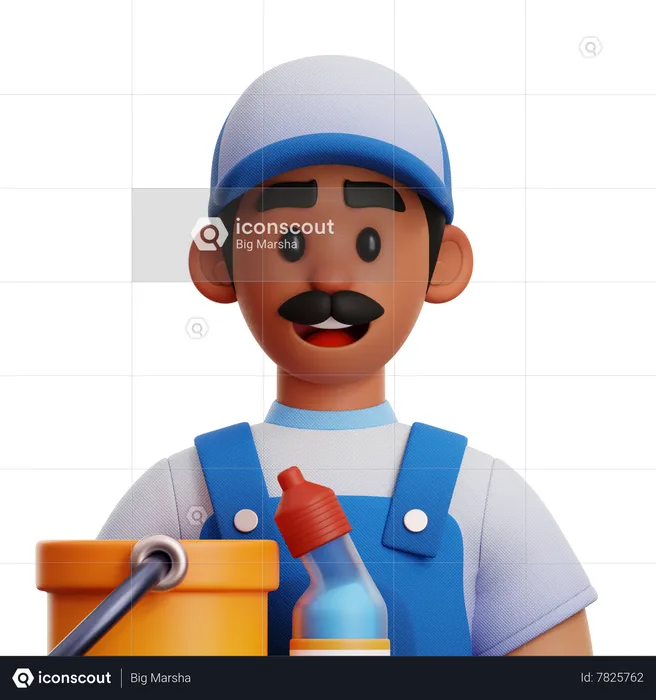 Janitor Man  3D Icon