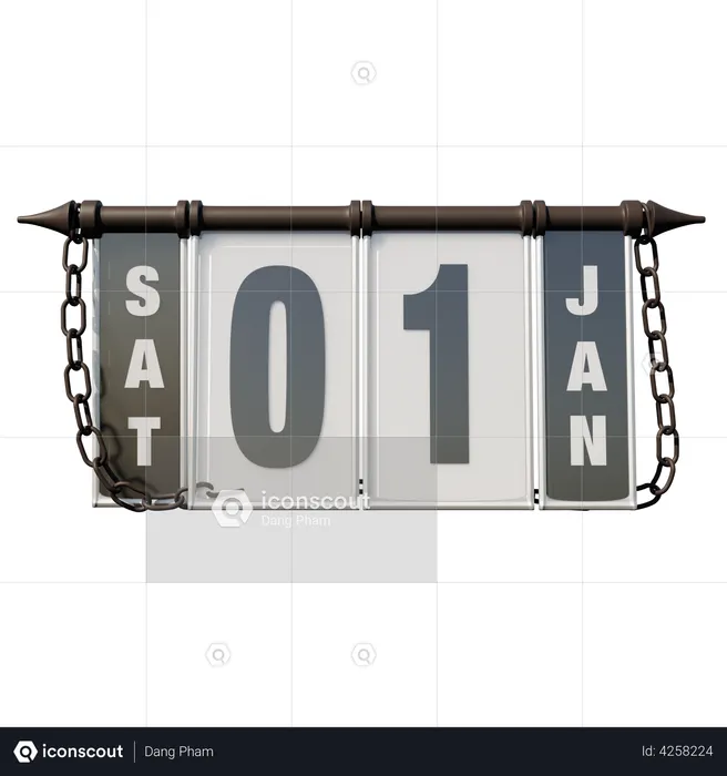 January 1, 2022 Sat  3D Illustration