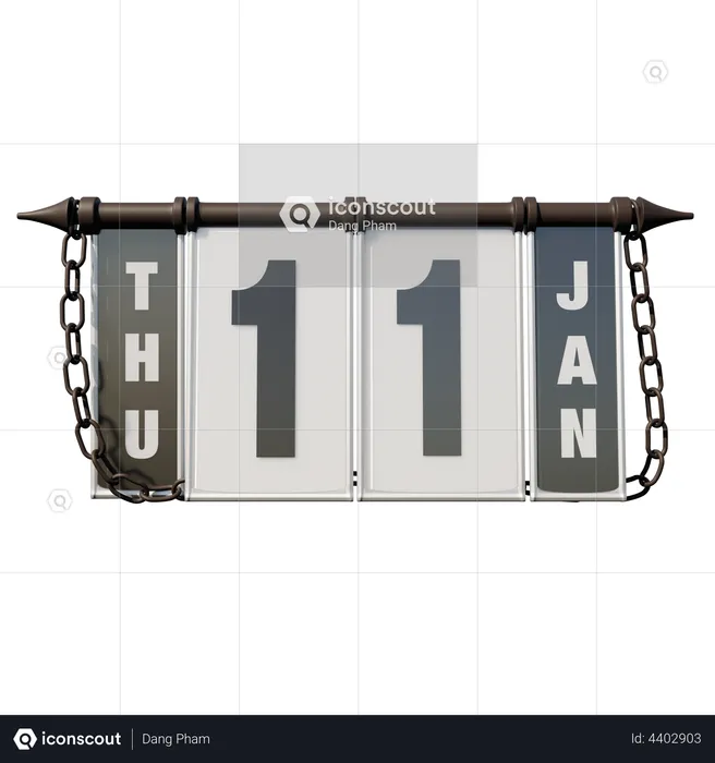 January 11 Thursday  3D Illustration