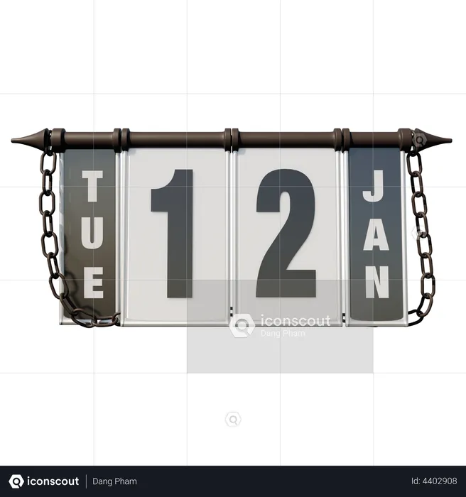 January 12 Tuesday  3D Illustration