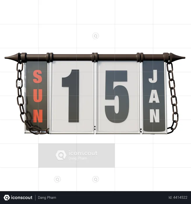 January 15 Sunday  3D Illustration