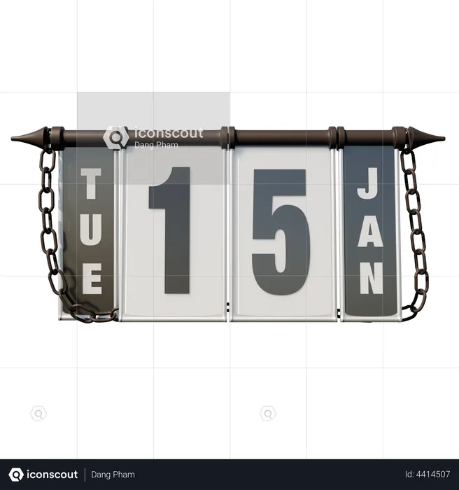 January 15 Tuesday  3D Illustration