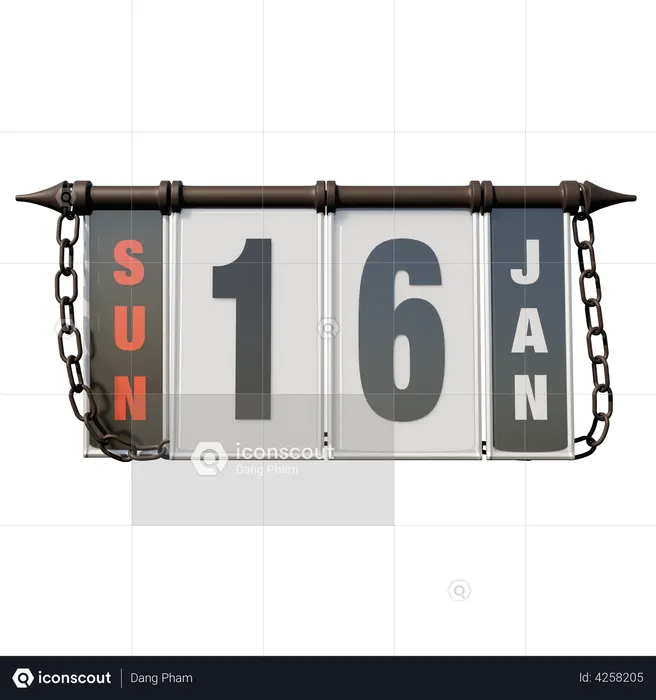 January 16, 2022 Sun  3D Illustration