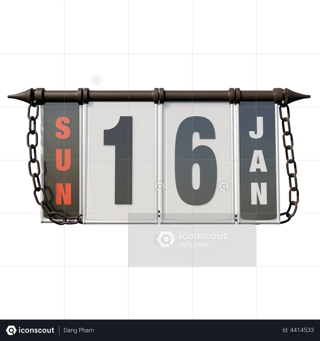 January 16 Sunday  3D Illustration