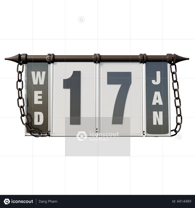 January 17 Wednesday  3D Illustration