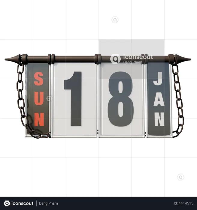 January 18 Sunday  3D Icon