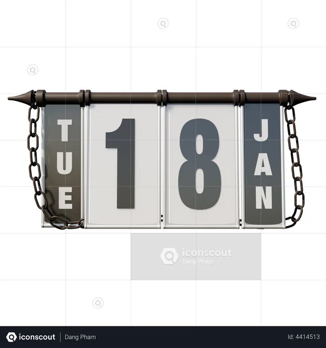 January 18 Tuesday  3D Illustration