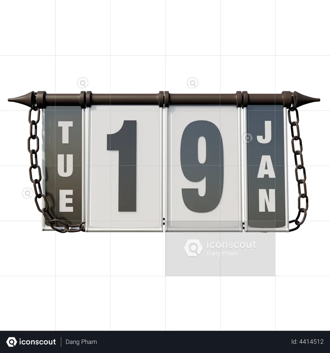 January 19 Tuesday  3D Illustration