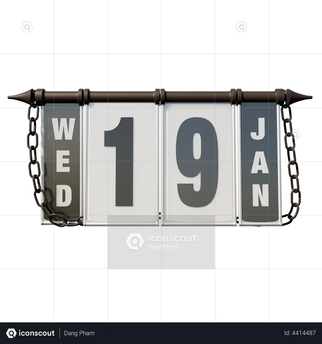 January 19 Wednesday  3D Illustration