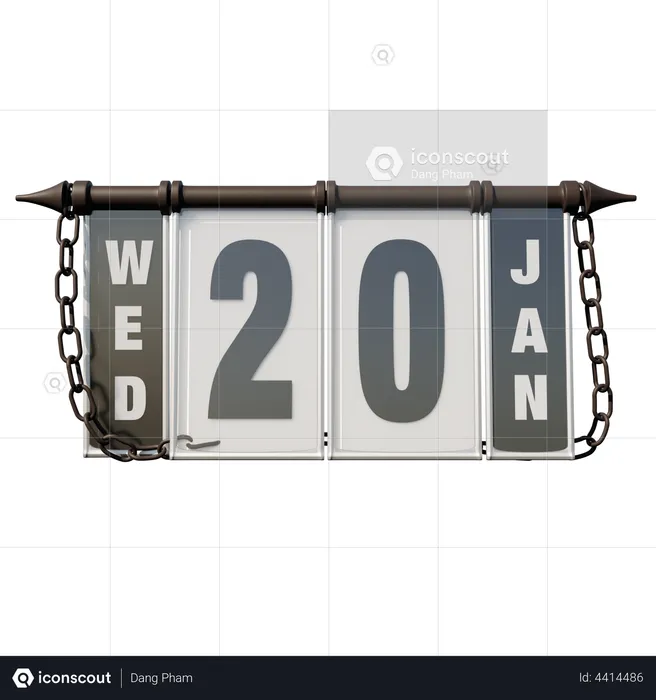 January 20 Wednesday  3D Illustration