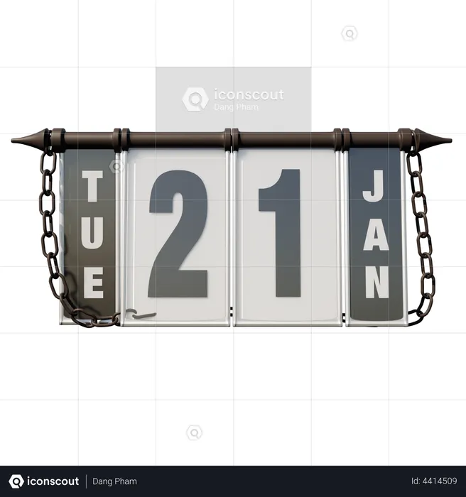 January 21 Tuesday  3D Illustration