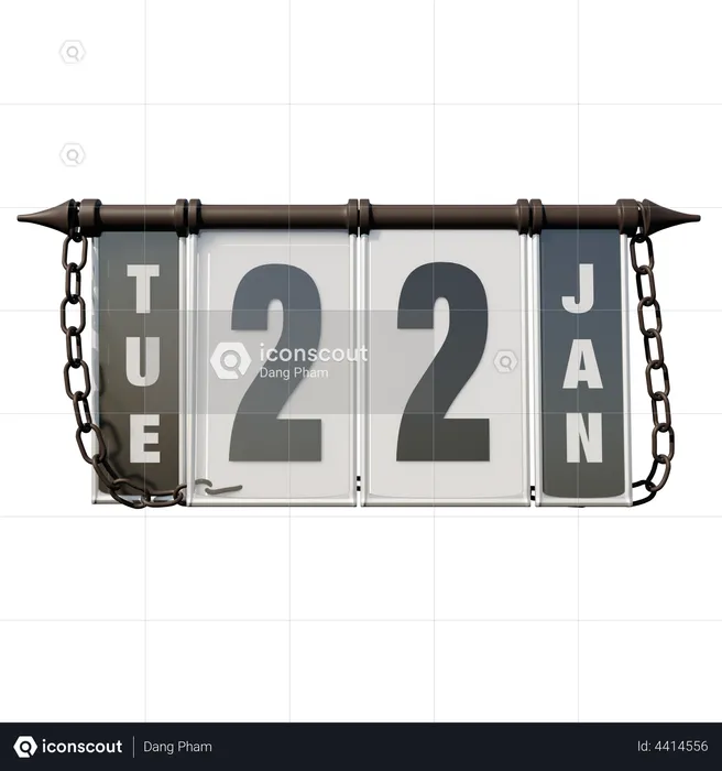 January 22 Tuesday  3D Illustration