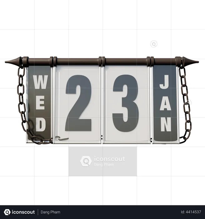 January 23 Wednesday  3D Illustration