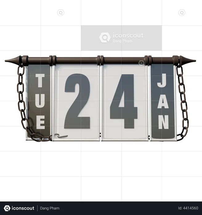 January 24 Tuesday  3D Illustration