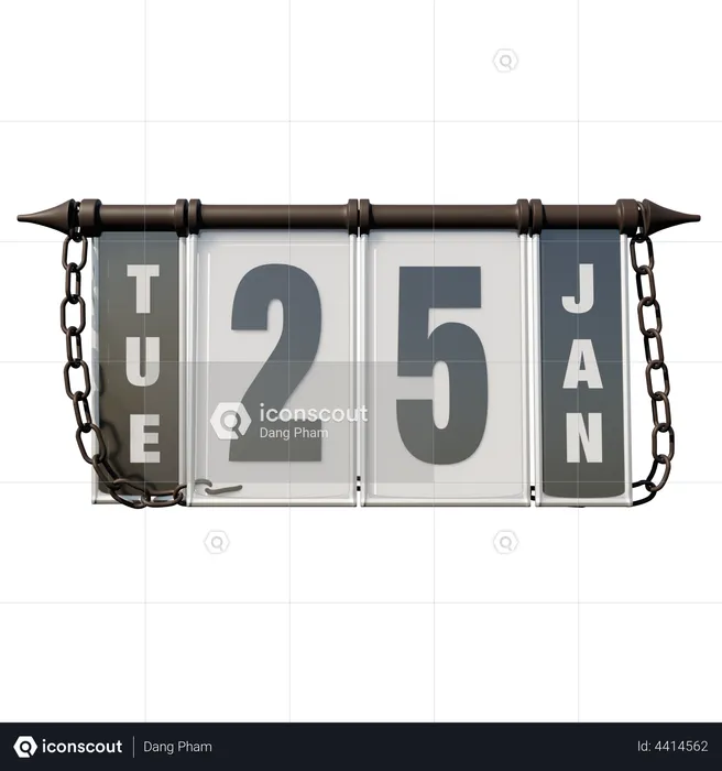 January 25 Tuesday  3D Illustration