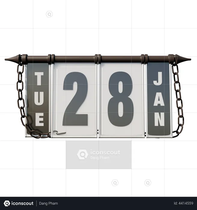 January 28 Tuesday  3D Illustration