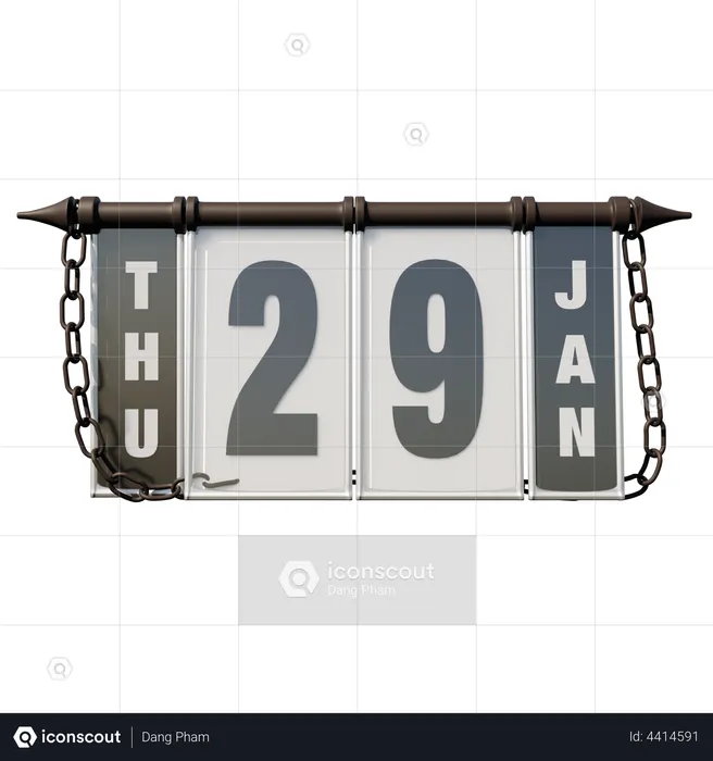 January 29 Thursday  3D Illustration