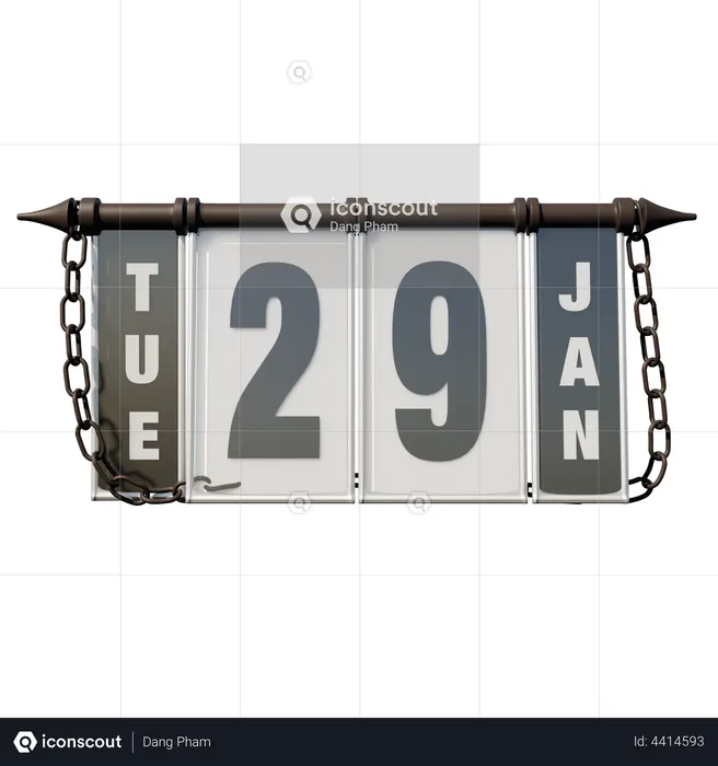 January 29 Tuesday  3D Illustration