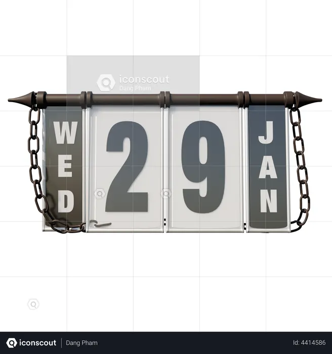 January 29 Wednesday  3D Illustration