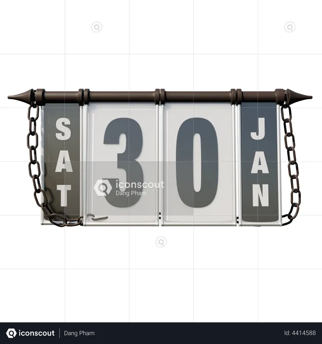 January 30 Saturday  3D Illustration